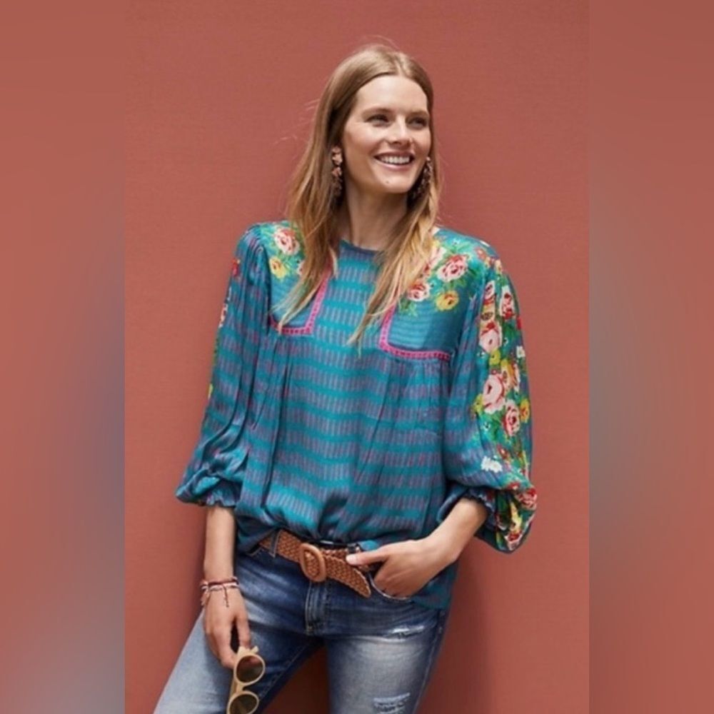 Blank London Anthropologie Miranda Peasant Blouse
